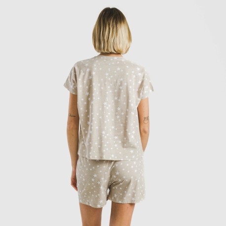 Pigiama corto manica ampia cotone Estrellita sabbia