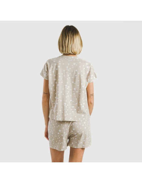 Pigiama corto manica ampia cotone Estrellita sabbia Pigiama corto manica ampia cotone Estrellita sabbia
