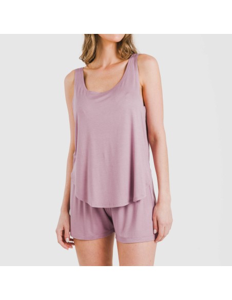 Pigiama corto canotta viscosa tinta unita