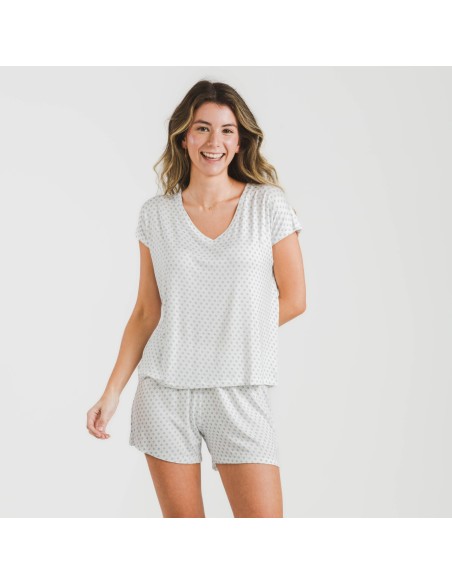 Pigiama corto manica ampia viscosa Verso indaco