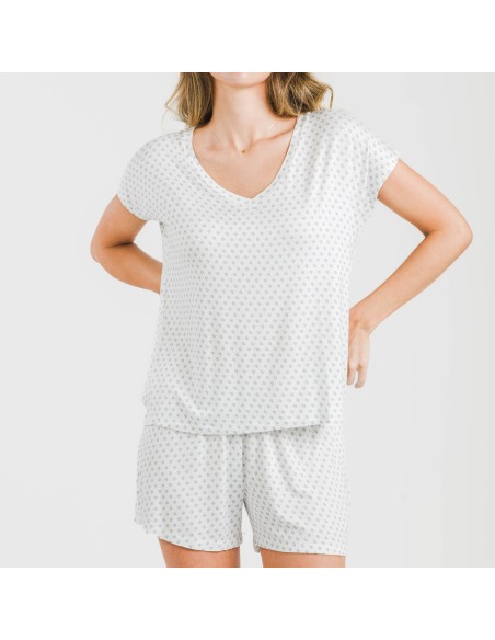 Pigiama corto manica ampia viscosa Verso indaco