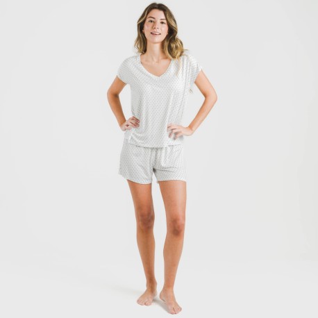 Pigiama corto manica ampia viscosa Verso indaco