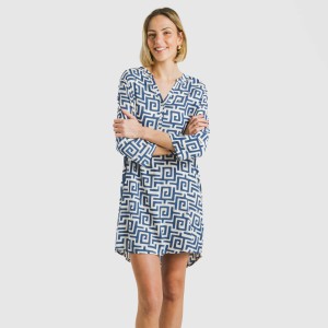 Camicia lunga viscosa Beriche blu