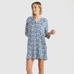 Camicia lunga viscosa Beriche blu 2