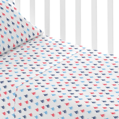 Set di lenzuola cotone Hawat blu culla