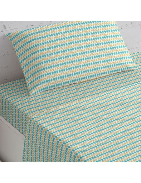 Set di lenzuola cotone Denalia blu acqua