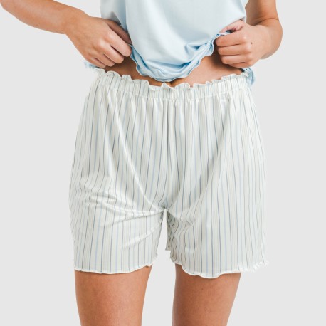 Pigiama corto manica ampia soft Raya Bill celeste