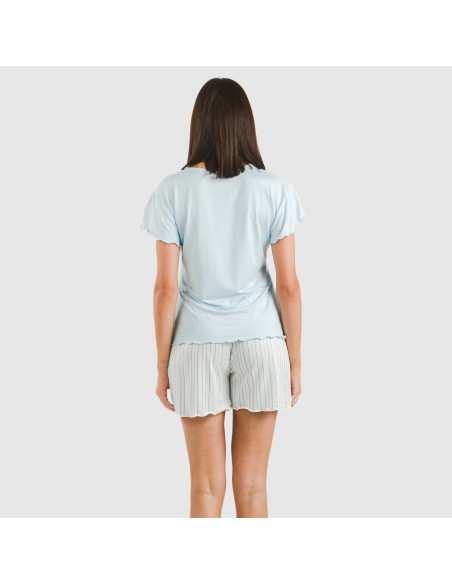 Pigiama corto manica ampia soft Raya Bill celeste Pigiama corto manica ampia soft Raya Bill celeste