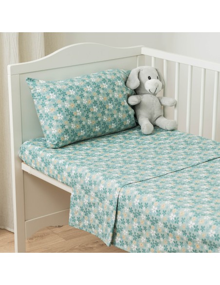Set di lenzuola cotone Martinuca blu acqua culla