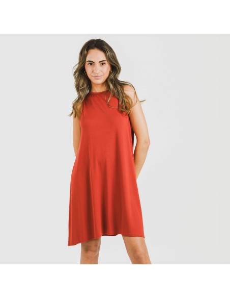 Vestito corto canotta viscosa tinta unita