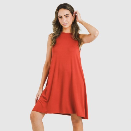 Vestito corto canotta viscosa tinta unita