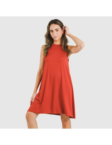 Vestito corto canotta viscosa tinta unita
