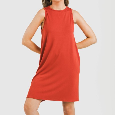 Vestito corto canotta viscosa tinta unita