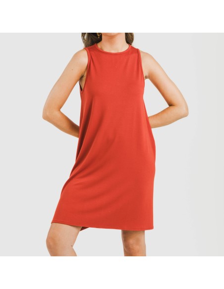 Vestito corto canotta viscosa tinta unita