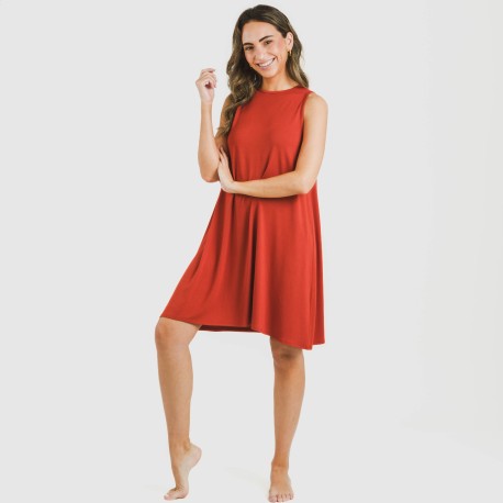 Vestito corto canotta viscosa tinta unita