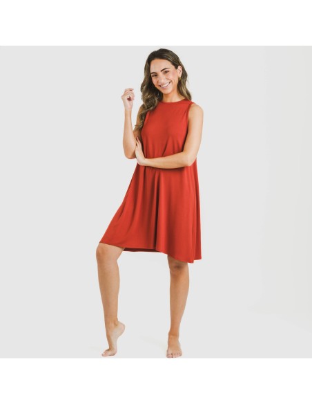 Vestito corto canotta viscosa tinta unita