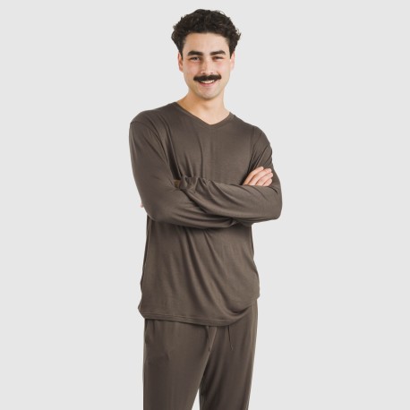 Pigiama lungo viscosa uomo tinta unita