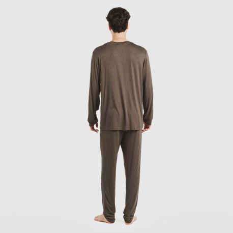 Pigiama lungo viscosa uomo tinta unita