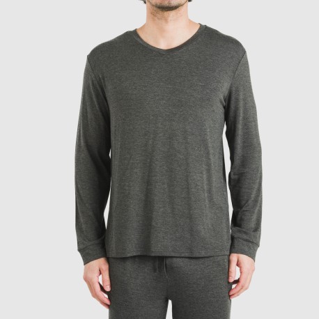 Pigiama lungo viscosa uomo tinta unita