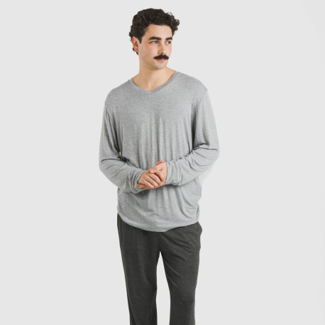 Pigiama lungo viscosa uomo tinta unita