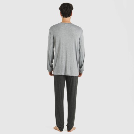 Pigiama lungo viscosa uomo tinta unita