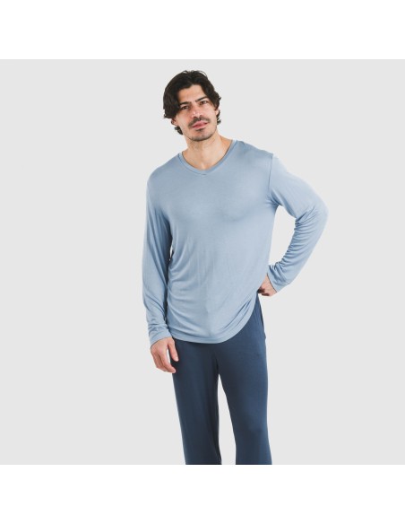 Pigiama lungo viscosa uomo tinta unita Pigiama lungo viscosa uomo tinta unita