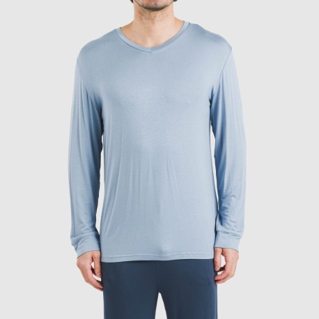 Pigiama lungo viscosa uomo tinta unita