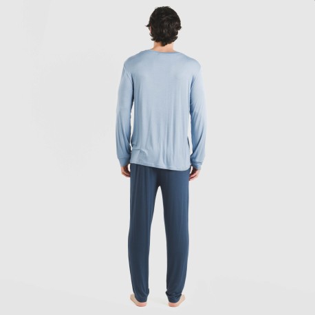 Pigiama lungo viscosa uomo tinta unita