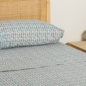 Set di lenzuola cotone Eloina blu acqua