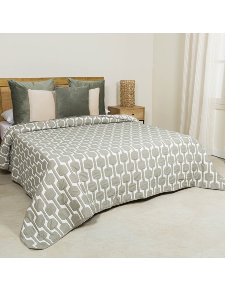 Copriletto doppio tessuto jacquard Sunnies verde salvia