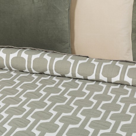 Copriletto doppio tessuto jacquard Sunnies verde salvia