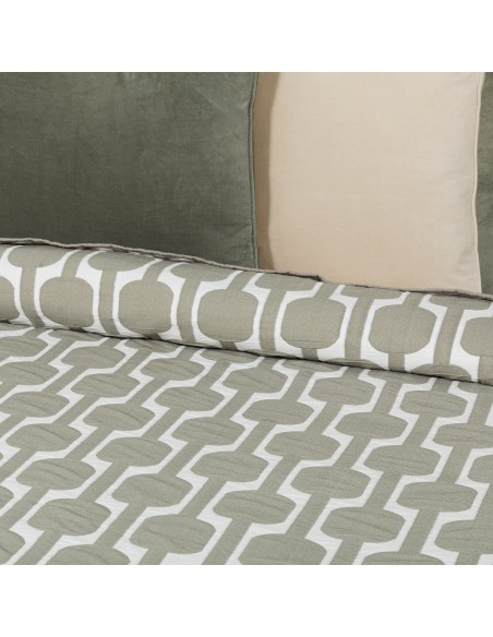 Copriletto doppio tessuto jacquard Sunnies verde salvia