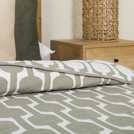 Copriletto doppio tessuto jacquard Sunnies verde salvia