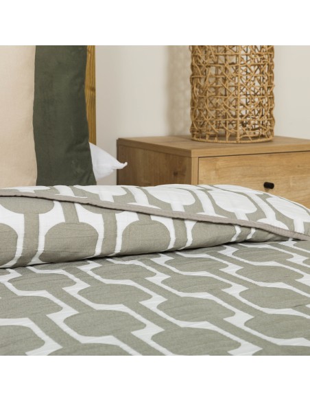 Copriletto doppio tessuto jacquard Sunnies verde salvia