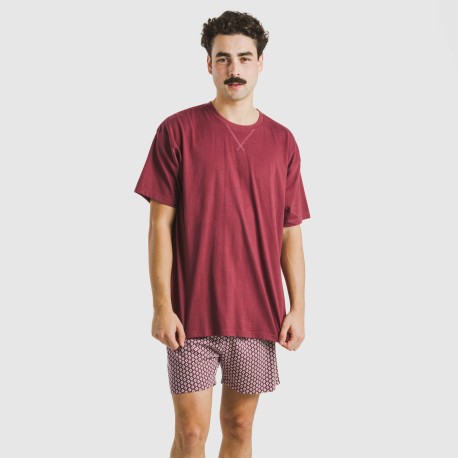 Pigiama corto cotone uomo Sassy bordeaux