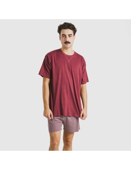 Pigiama corto cotone uomo Sassy bordeaux Pigiama corto cotone uomo Sassy bordeaux