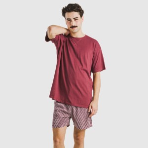Pigiama corto cotone uomo Sassy bordeaux