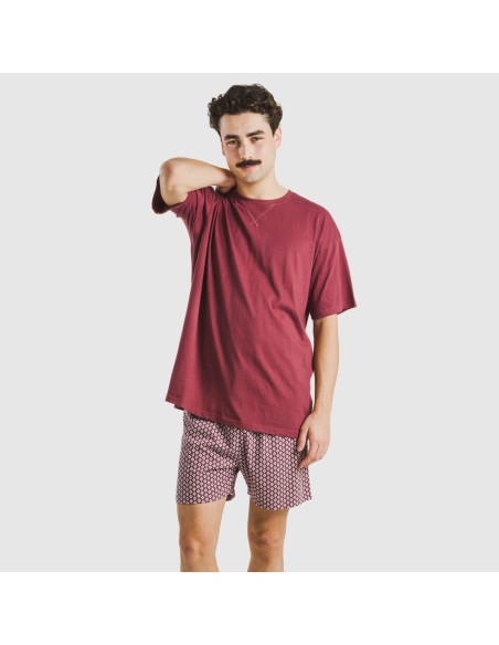 Pigiama corto cotone uomo Sassy bordeaux Pigiama corto cotone uomo Sassy bordeaux