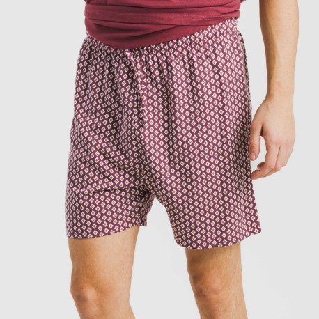 Pigiama corto cotone uomo Sassy bordeaux