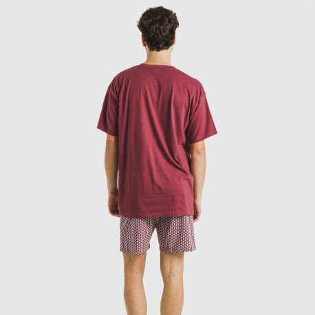 Pigiama corto cotone uomo Sassy bordeaux