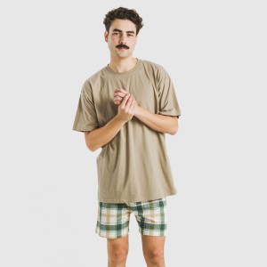 Pigiama corto cotone uomo Cuadro Noric sabbia