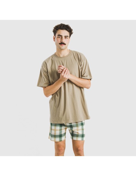 Pigiama corto cotone uomo Cuadro Noric sabbia