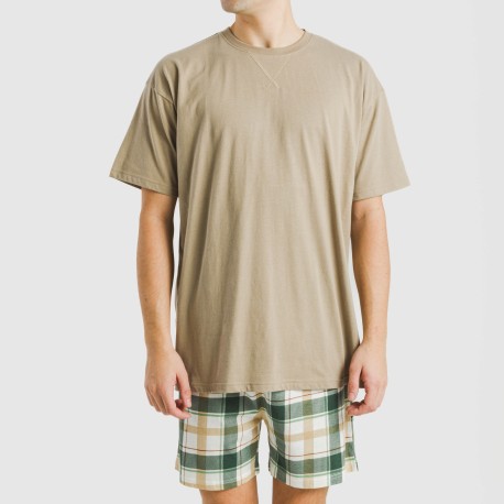 Pigiama corto cotone uomo Cuadro Noric sabbia