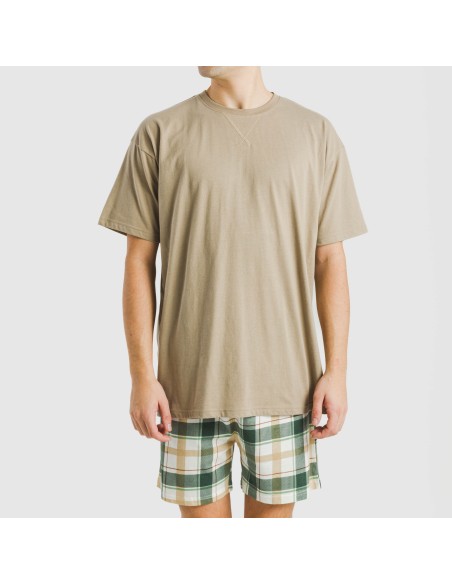 Pigiama corto cotone uomo Cuadro Noric sabbia