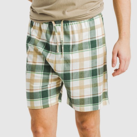 Pigiama corto cotone uomo Cuadro Noric sabbia