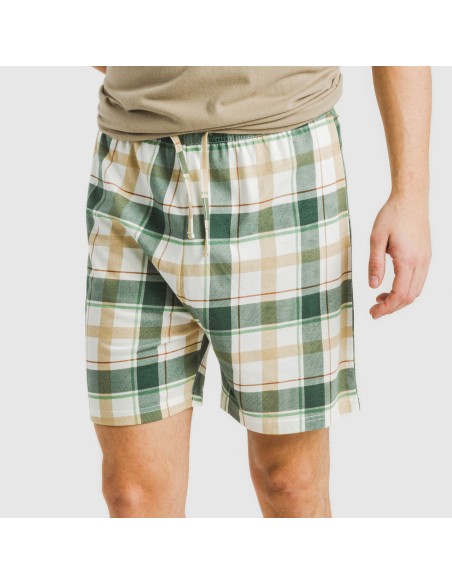 Pigiama corto cotone uomo Cuadro Noric sabbia