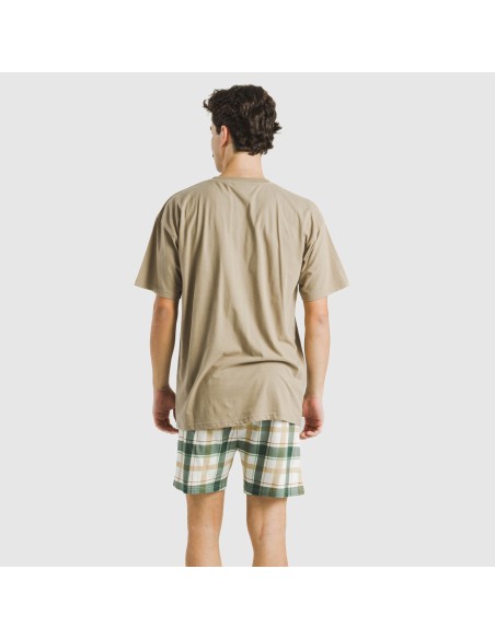 Pigiama corto cotone uomo Cuadro Noric sabbia