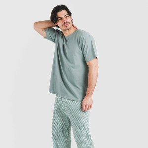Pigiama lungo manica corta uomo cotone Sassy turchese