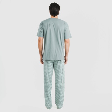 Pigiama lungo manica corta uomo cotone Sassy turchese