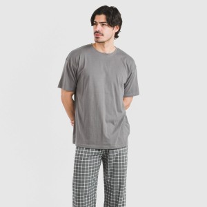 Pigiama lungo manica corta uomo cotone Cuadro Roberto grigio 2